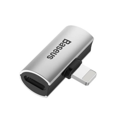 Baseus iPhone Lightning to 2in1 Audio Splitter Adapter Charger + Earphone - Silver